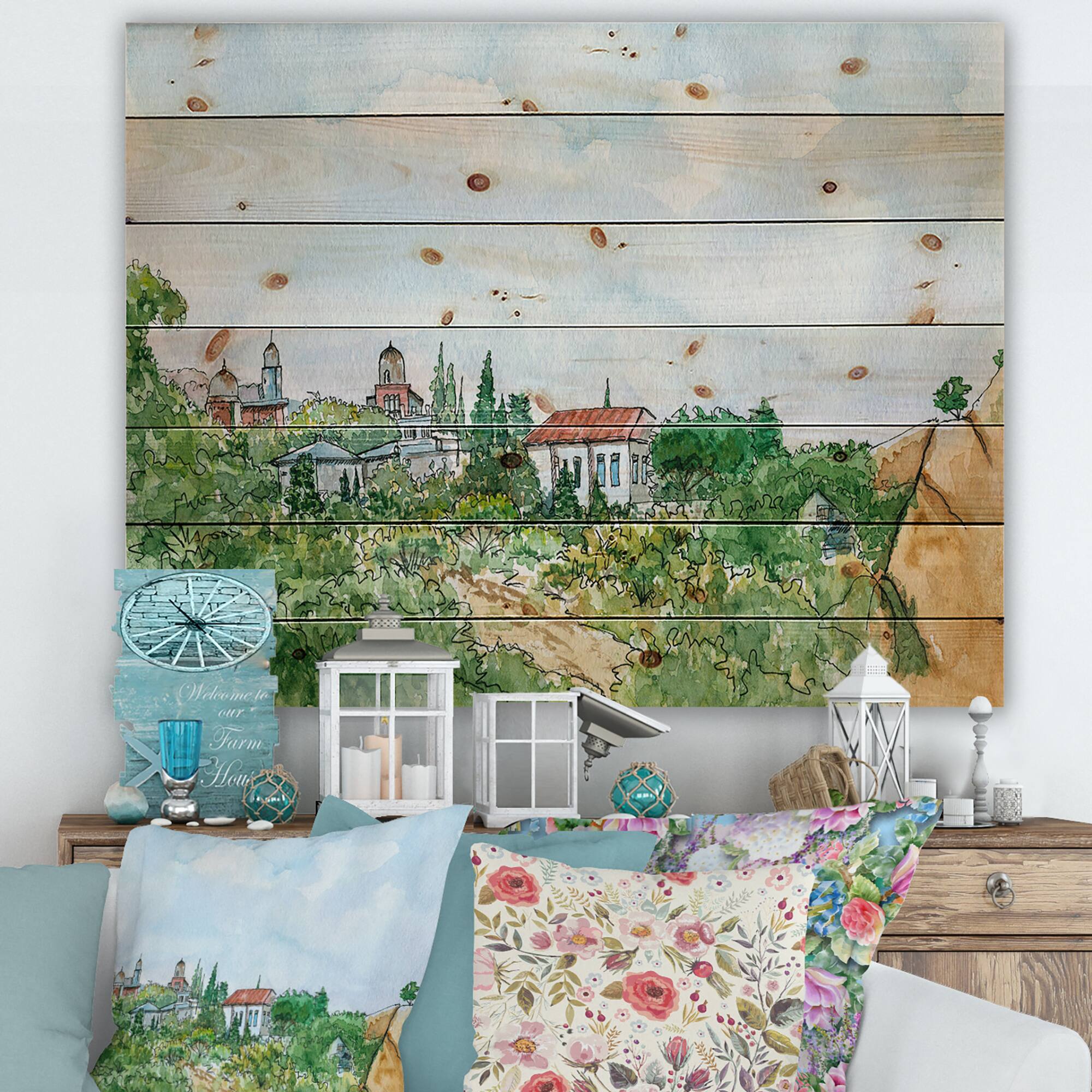 Designart - White House With Red Roof In The Countryside